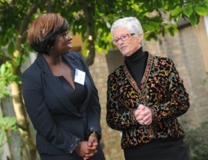 Two women talking