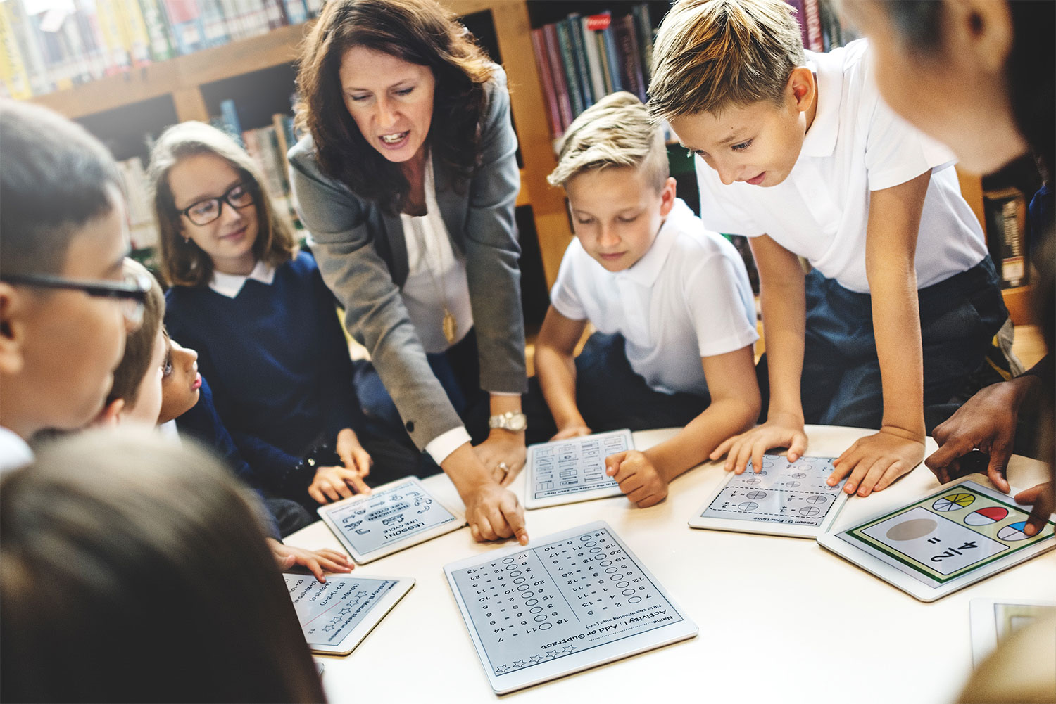 Group of primary school children with a teacher