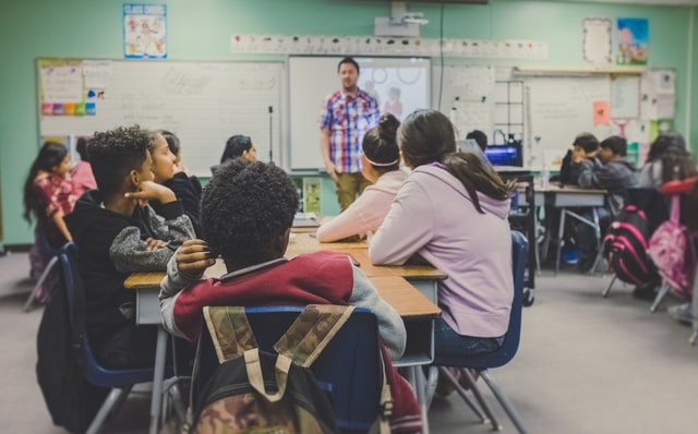 School students in classroom