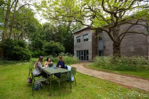 Group chatting at table
